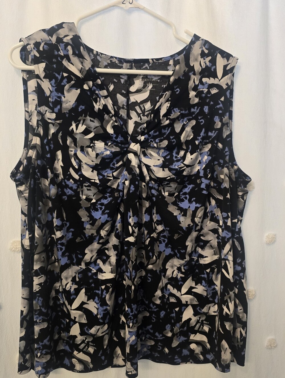 Apt 9 Sleeveless Abstract Print Top in Black, Blue & Cream Size 1x
